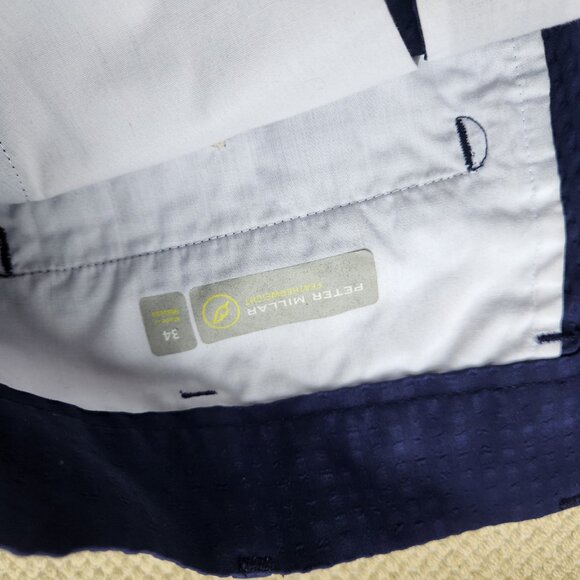 Peter Millar Shorts Mens 34 Navy Blue Featherweight Apex Seersucker Performance - Picture 5 of 6